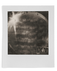 a black and white photograph of a polaroid